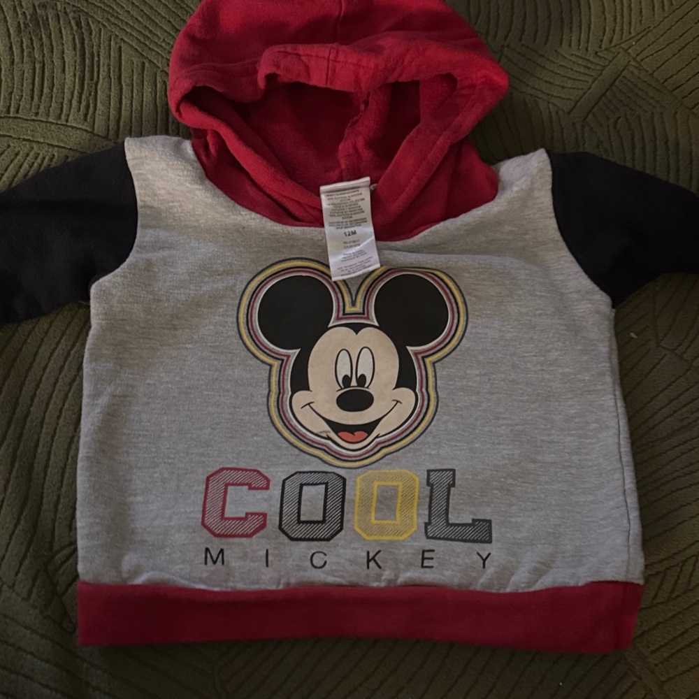 Disney Mickey Mouse Cool Red and Gray Hoodie